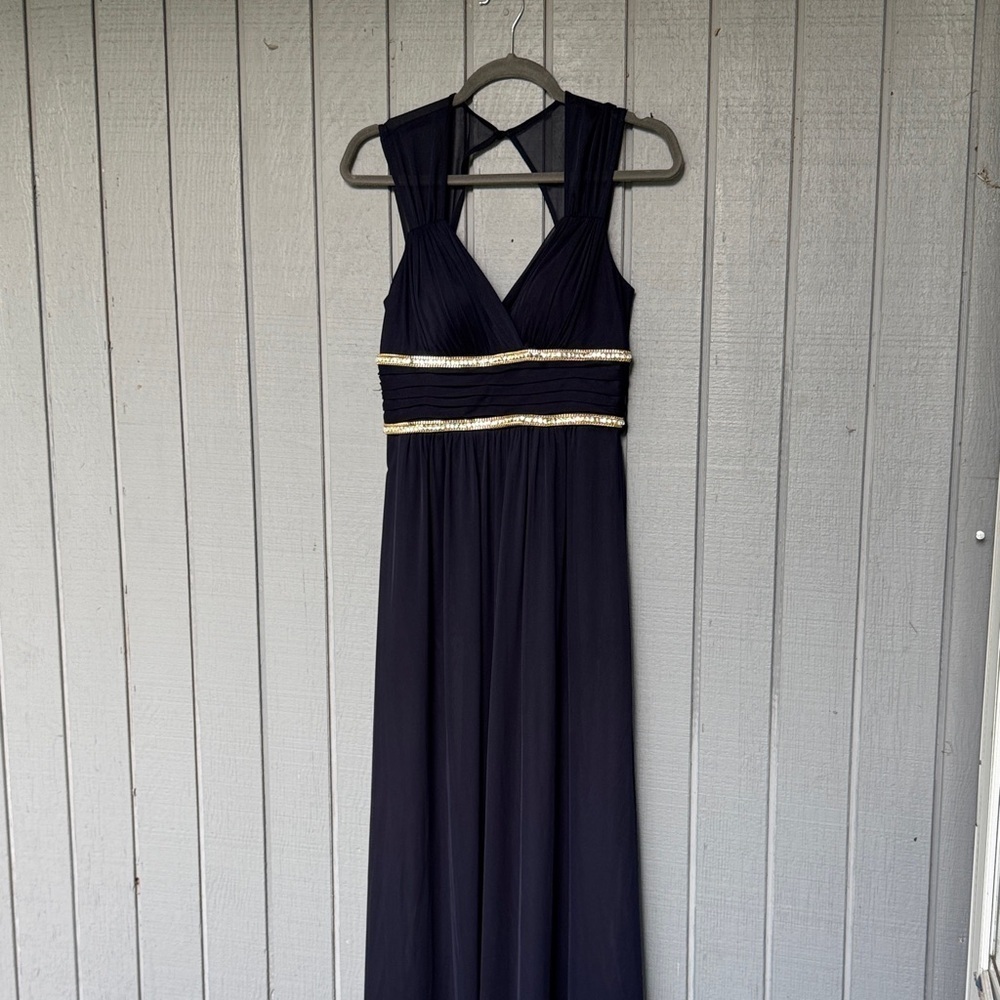 Blonde Nites Blue PromDress with Gold Accents Size 7